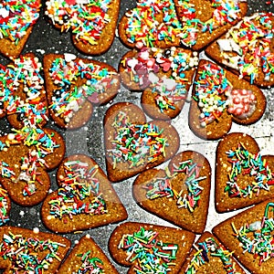 Homemade christmas cookies on a dark table