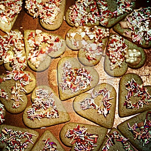 Homemade christmas cookies on a dark table