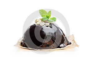 Homemade Christmas pudding isolated on white