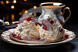 Homemade Christmas's cake with decoration candle.