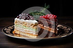 Homemade Christmas's cake with decoration candle.