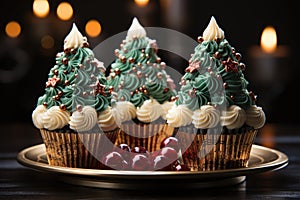 Homemade Christmas's cake with decoration candle.