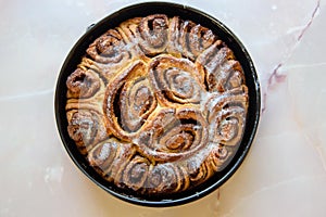 Homemade Cinnamon roll. Freshly baked