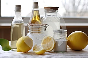 homemade cleaning products demonstration, with step-by-step instructions and ingredients listed
