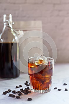 Homemade cold brew coffee with iced.