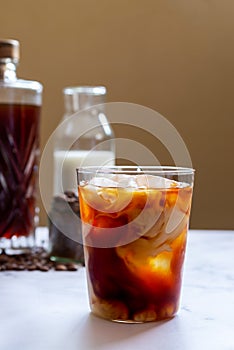 Homemade cold brew coffee with milk