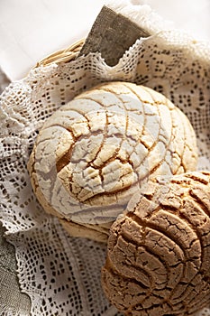 Homemade conchas close up