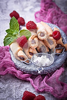 Homemade cookies bagels with raspberry jam