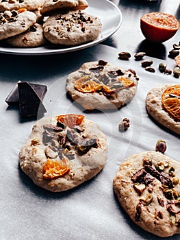 Homemade cookies with chocolate and orange