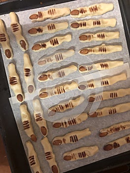 Homemade cookies in the form of terrible human fingers