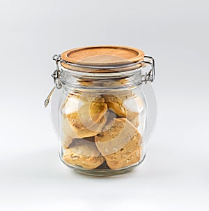 Homemade cookies in a glass jar