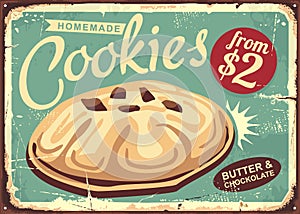 Homemade cookies retro worn sign