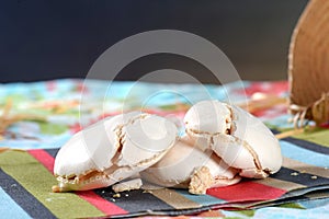 homemade cookies, sighs, also called merengue, brazilian and french cuisine, sigh candy photo