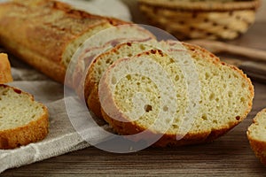 Homemade Corn Flour Loaf of Bread - on wooden background