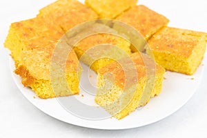 Homemade cornbread served on the plate