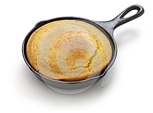 Homemade cornbread in skillet, southern cooking