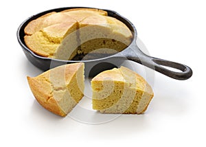 Homemade cornbread in skillet, southern cooking