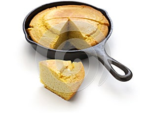 Homemade cornbread in skillet, southern cooking