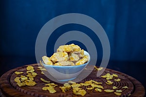 Homemade Cornflake cookies on a wooden background