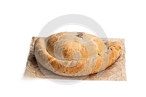 Homemade cornish pasty isolated on white