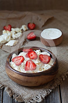Homemade cottage cheese natural organic breakfast