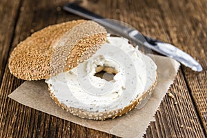 Homemade cream cheese Bagel