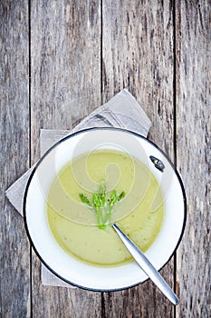 Homemade cream soup with asparagus