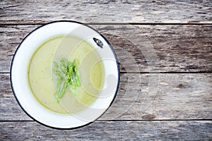 Homemade cream soup with asparagus