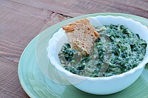 Homemade creamed spinach in a bowl