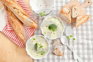 Homemade creamy broccoli soup