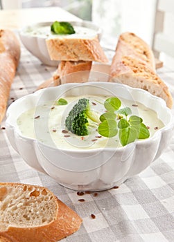 Homemade creamy broccoli soup