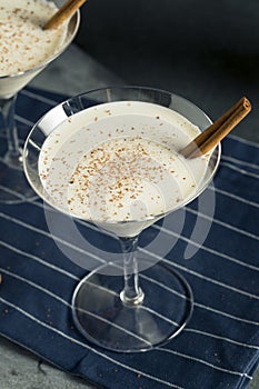 Homemade Creamy Eggnog Cinnamon Dessert Martini