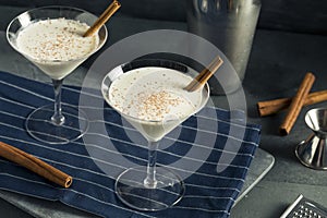 Homemade Creamy Eggnog Cinnamon Dessert Martini