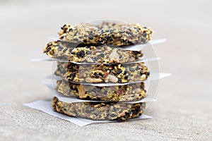 Homemade crispy vegan gluten-free cookies with seeds.