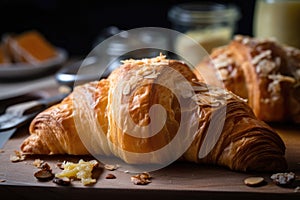 homemade croissant with crunchy exterior and flakey interior