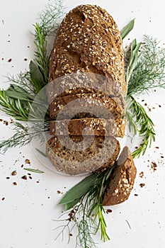 Homemade crusty herb bread