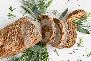 Homemade crusty herb bread