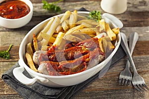 Homemade Currywurst and French Fries