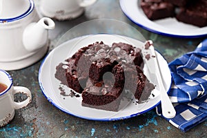 Homemade dark chocolate brownie cake