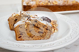 Homemade date and walnut loaf cake