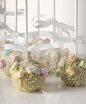 Homemade decorated cake pops candy sticks