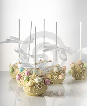 Homemade decorated cake pops candy sticks