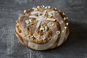 Homemade decorated Serbian slava bread