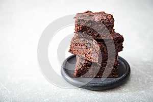 Homemade Delicious Chocolate Brownies. closeup chocolate cake