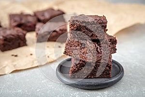 Homemade Delicious Chocolate Brownies. closeup chocolate cake