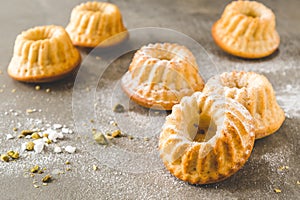 Homemade delicious mini lemon bundt cakes muffins