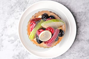 homemade dessert, fruit tart with mixed fruit