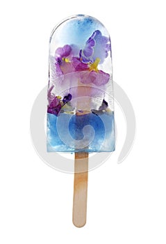 Homemade edible flower ice pop, popsicle