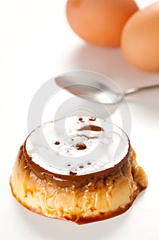 Homemade egg flan with caramel photo