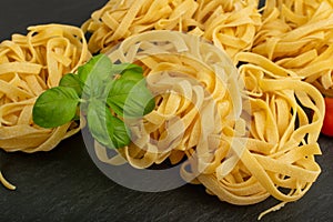 Homemade Egg Pasta Tagliatelle, Raw Nest Noodles